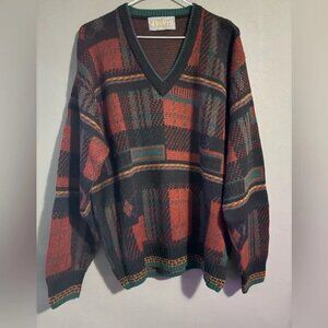 Adonis brand size M striped Style Multicolor Sweater, acrylic and wool blend